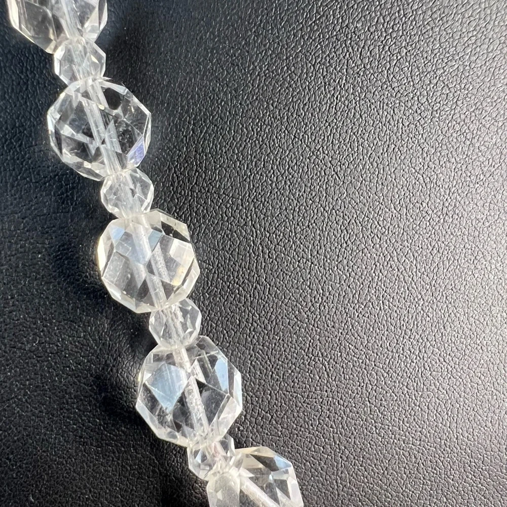 Vintage Faceted Glass Bead Necklace w/Sterling Silver Clasp 30” - Picture 2 of 6